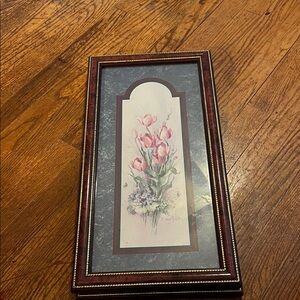 Floral Tulip Wall Art in Burgundy Frame by